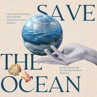 world ocean day blue minimalist modern template