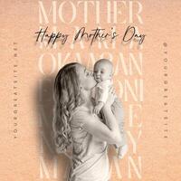 Minimalist Happy Mother's Day Instagram Greeting Post with a Mother Kissing Her Baby template