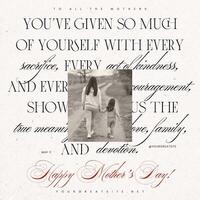 Minimalist Mother's Day Instagram Greeting Post with a Mother Walking with Her Child template