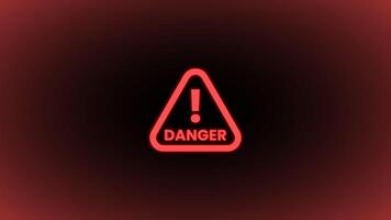 Red triangular danger warning overlay with exclamation mark for alert videos, safety messages, or emergency announcements. video