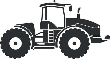 Black and white stylized tractor icon isolated on white background vector
