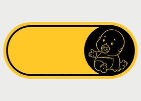 colored stylized rectangular yellow sticker baby on board isolated on white background vector