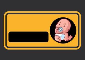 car yellow rectangular sticker baby on board on dark background vector