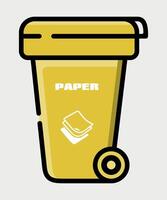 yellow dumpster for paper with garbage isolated on white background vector