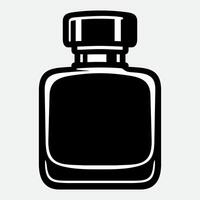Black and white stylized icon of men's perfume bottle isolated on white background vector