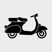 Black and white stylized scooter icon on white background vector