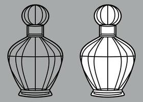 black and white perfume bottle icon isolated on grey background vector
