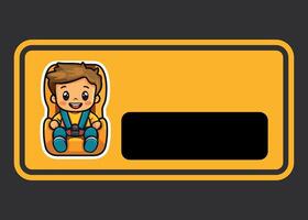 yellow rectangular sticker baby in car isolated on dark background vector