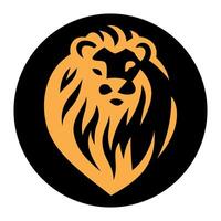 black and orange stylized lion icon isolated on white background vector