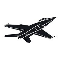 stylized black and white icon of military fighter jet aircraft on white background vector
