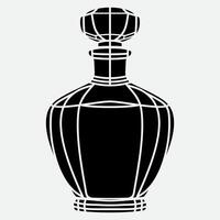 Black and white stylized icon of perfume bottle with cap isolated vector
