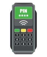Colored stylized icon of contactless payment terminal isolated on white background vector