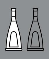 Black and white stylized alcoholic beverage bottle icon isolated on grey background vector