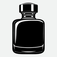 Black and white stylized icon of men's perfume bottle on white background vector