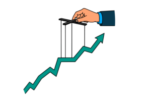 hand holding a string and a graph line png