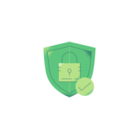 A green shield with a lock and a check mark png