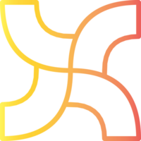 An abstract design featuring a unique curved gradient symbol in vibrant yellow and orange hues. png