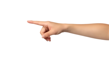 un justa desollado mano señalando a el izquierda con un transparente antecedentes en un horizontal orientación png