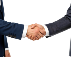 a close up of a handshake between two people wearing suits on a transparent background for business concepts png