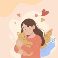 flat design, theme hug your cat day vector
