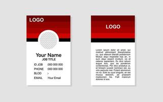Id card design featuring a red and black business card template. vector