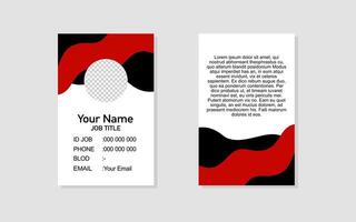 Id card featuring a business card with black and red waves. vector
