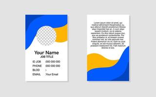 Id card featuring a blue and yellow abstract design. vector