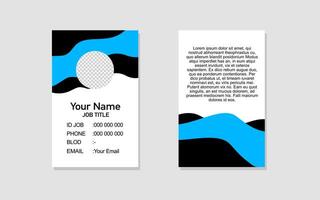a business card with a blue and black design vector