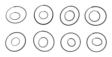 Minimalist hand-drawn circles with inner ovals vector