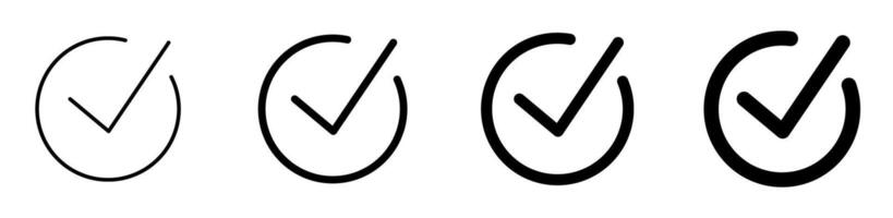 Simple black check marks in circular outlines. vector
