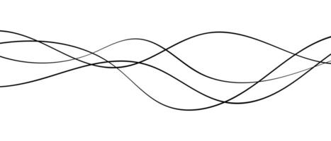 Abstract black curved lines on white background - minimalist design. vector