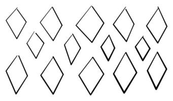 Hand-drawn diamond shapes on white background vector