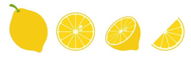 Illustration of whole and sliced lemon on white background vector