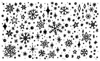 Snowflakes and Stars Pattern on White Background vector