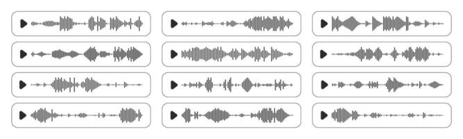 Audio waveform icons set in grid format vector