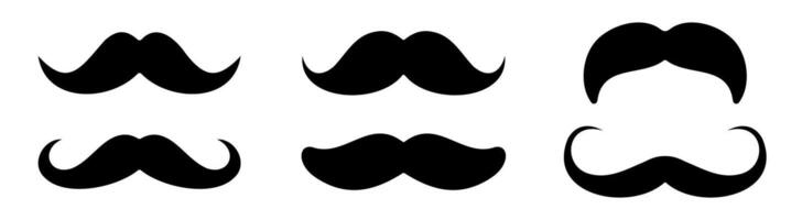 Different mustache styles silhouette collection in black and white. vector