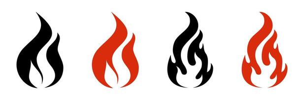 Abstract flame illustrations black and red stylized fire graphics vector