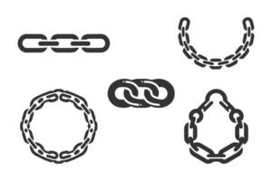Different type of metal chain silhouette vector