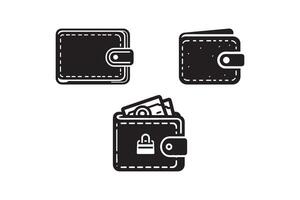 Set of wallet silhouette . Wallet icon. vector