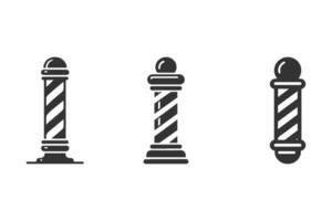 Set of barber pole silhouettes on white background. vector