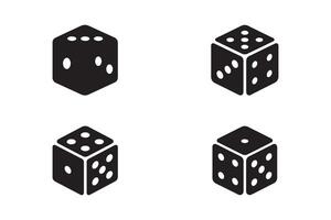 Set of dice icon. Game dice silhouette on white background vector