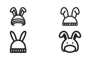 Collection of bunny hat outline on white background. Bunny hat icon vector