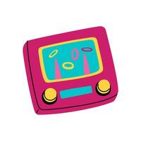 Ring throw, water tetris, catch a ring toy of the 90s. A console with buttons that allows you to throw rings on sticks. Retro children's toy of the 2000s. Bright, flat, isolated illustration vector