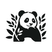 panda with leaves on a white background vector