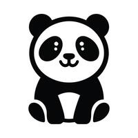 black and white panda icon on a white background vector