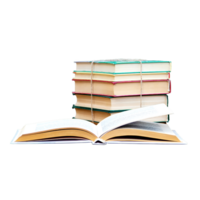 Open book and books bundle on transparent background png
