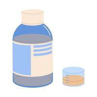 Cough syrup glass bottle. Flat illustration isolated on white vector