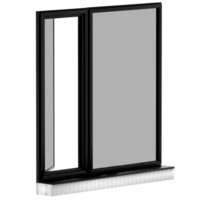 3d render modern sliding window black frame with transparent background png