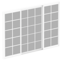 3d render white sliding grid window with transparent background png