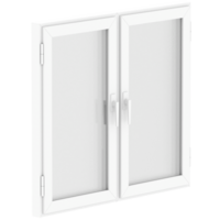 Render double casement frosted window white with transparent background png